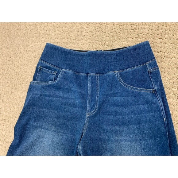 Halara Flex Blue Baggy Wide Leg Pull On High Waist Stretch Jeans Sz M - Picture 8 of 13